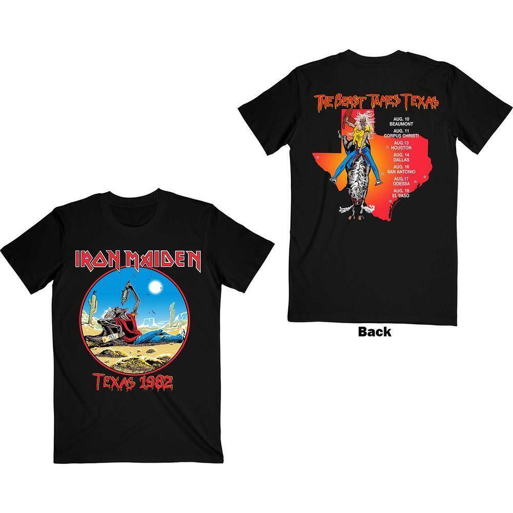 Iron Maiden Unisex T Shirt The Beast Tames Texas Back Print 2 Sided